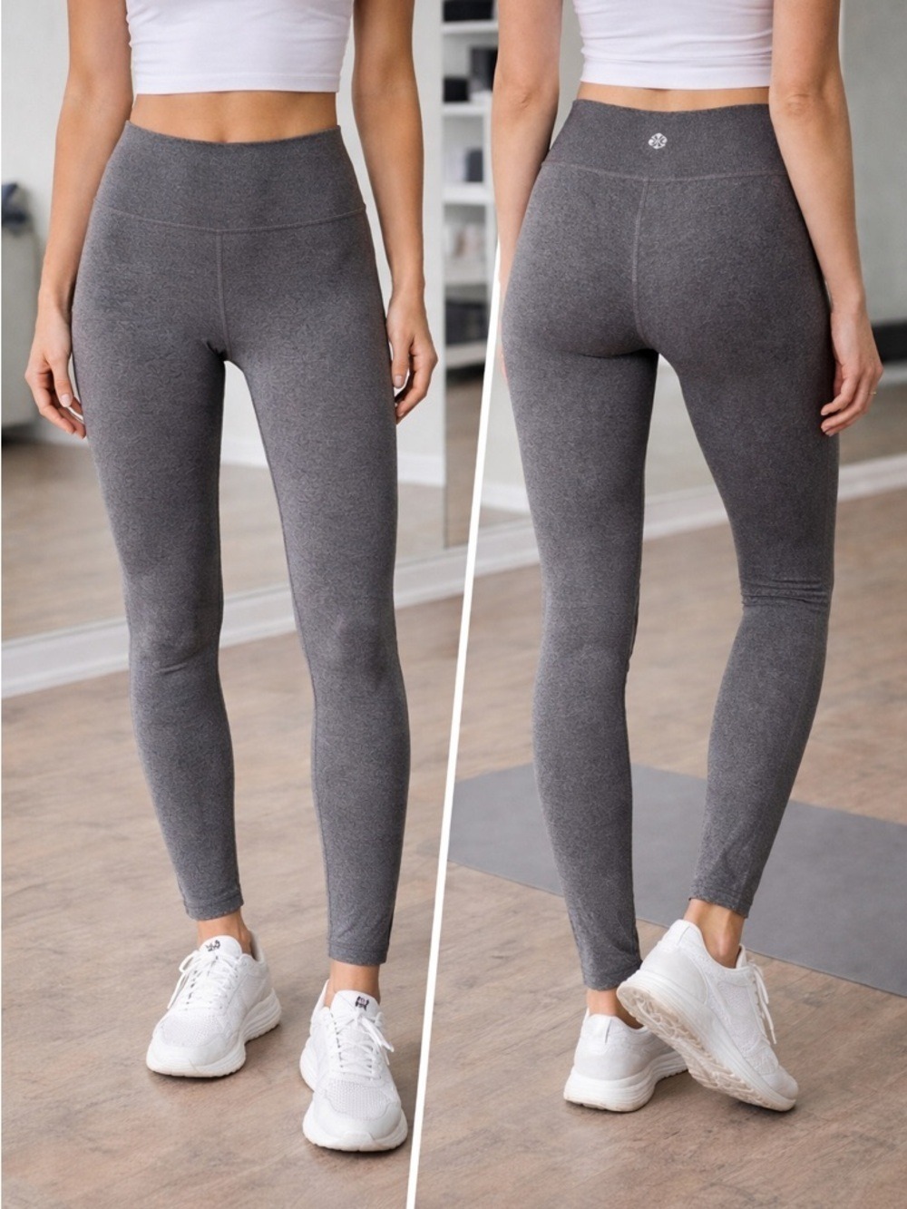Gaiam Gray High Rise Yoga Leggings XS Athleisure Workout Pants